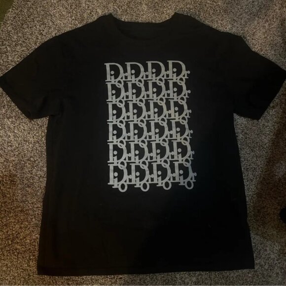 The Unbranded Brand Other - Men's Black Obilque Pattern T-shirt, Short Sleeve Graphic Cotton Tee